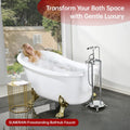 SUMERAIN Waterfall Freestanding Bathtub Faucet with Hand Shower, Antique High Flow Floor Mount Tub Filler Solid Brass, Chrome Finish