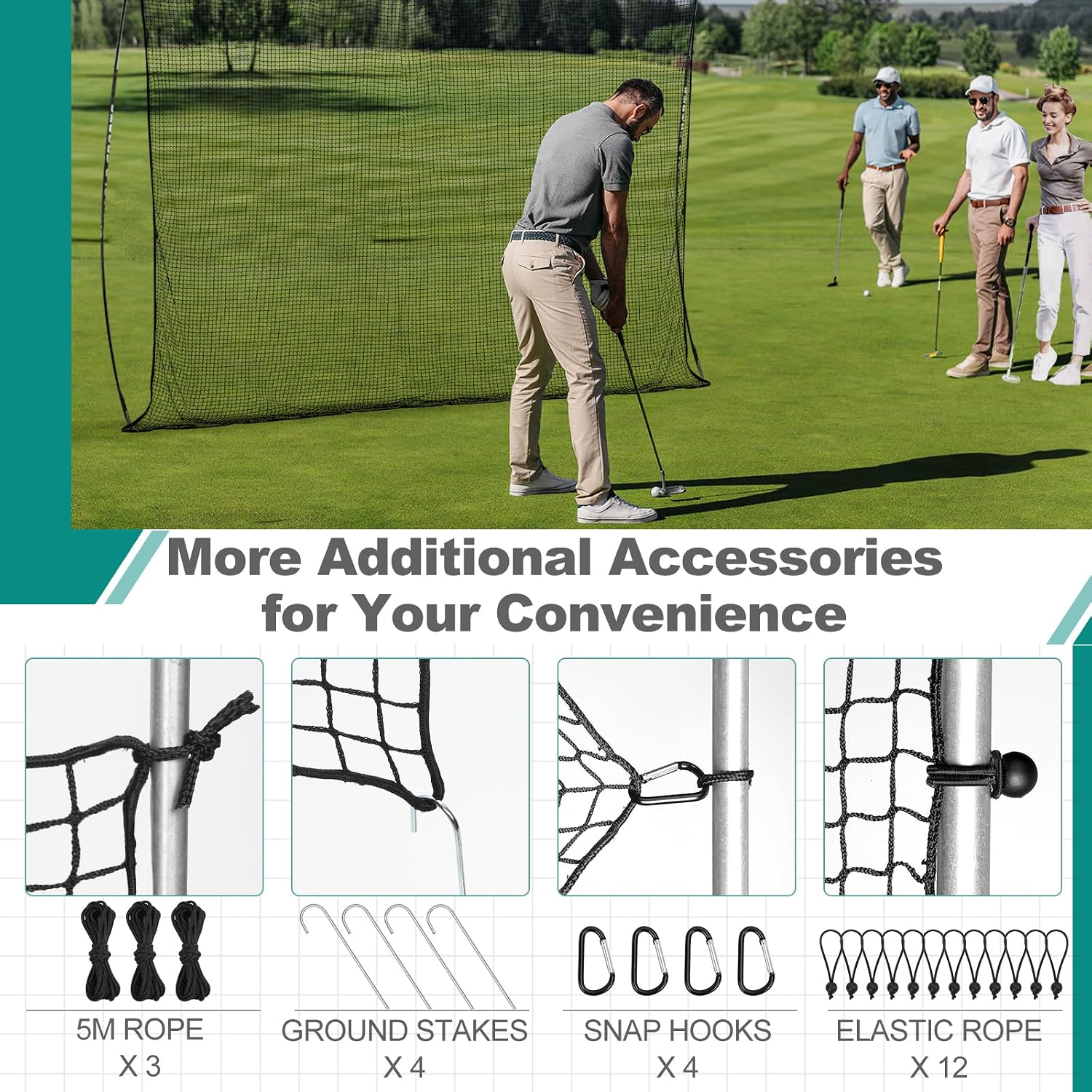 Golf Net for Backyard Driving Outdoor Indoor Sports Netting 10 x 10 Ft/15Ft/20 Ft/25 Ft/ 15 x 15 Ft/20 Ft Heavy Duty Net for Baseball Soccer Hockey Practice Impact Screen