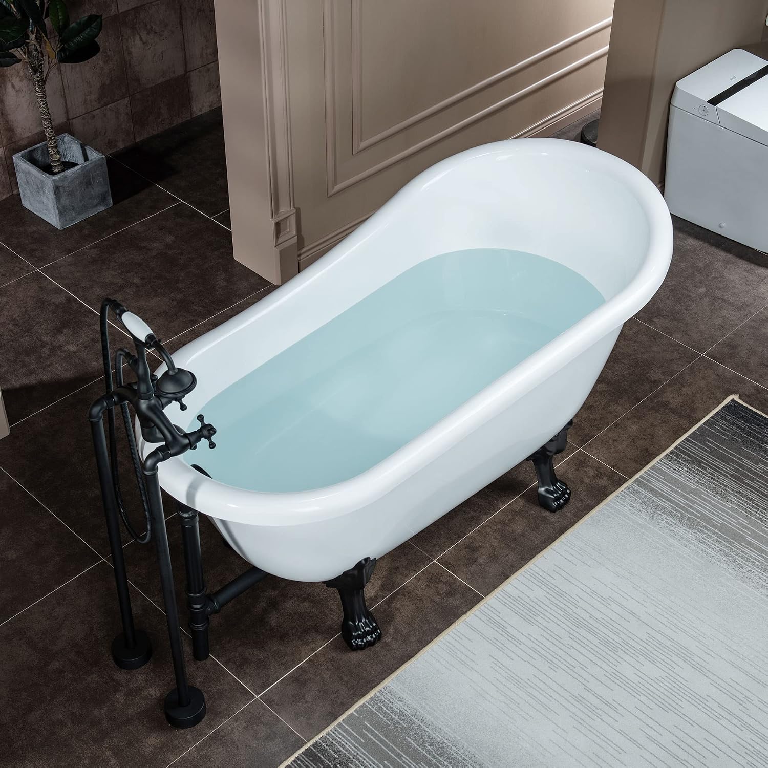 WOODBRIDGE BTA1521-MB-Feet Drain + MB Bathtub, Matte Black