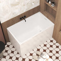 47' Acrylic Freestanding Bathtub with Seat,Deep Bathtub,Rectangle Soaking Tub with Chrome Overflow & Pop-Up Drain, CUPC Certified for Small Bathrooms