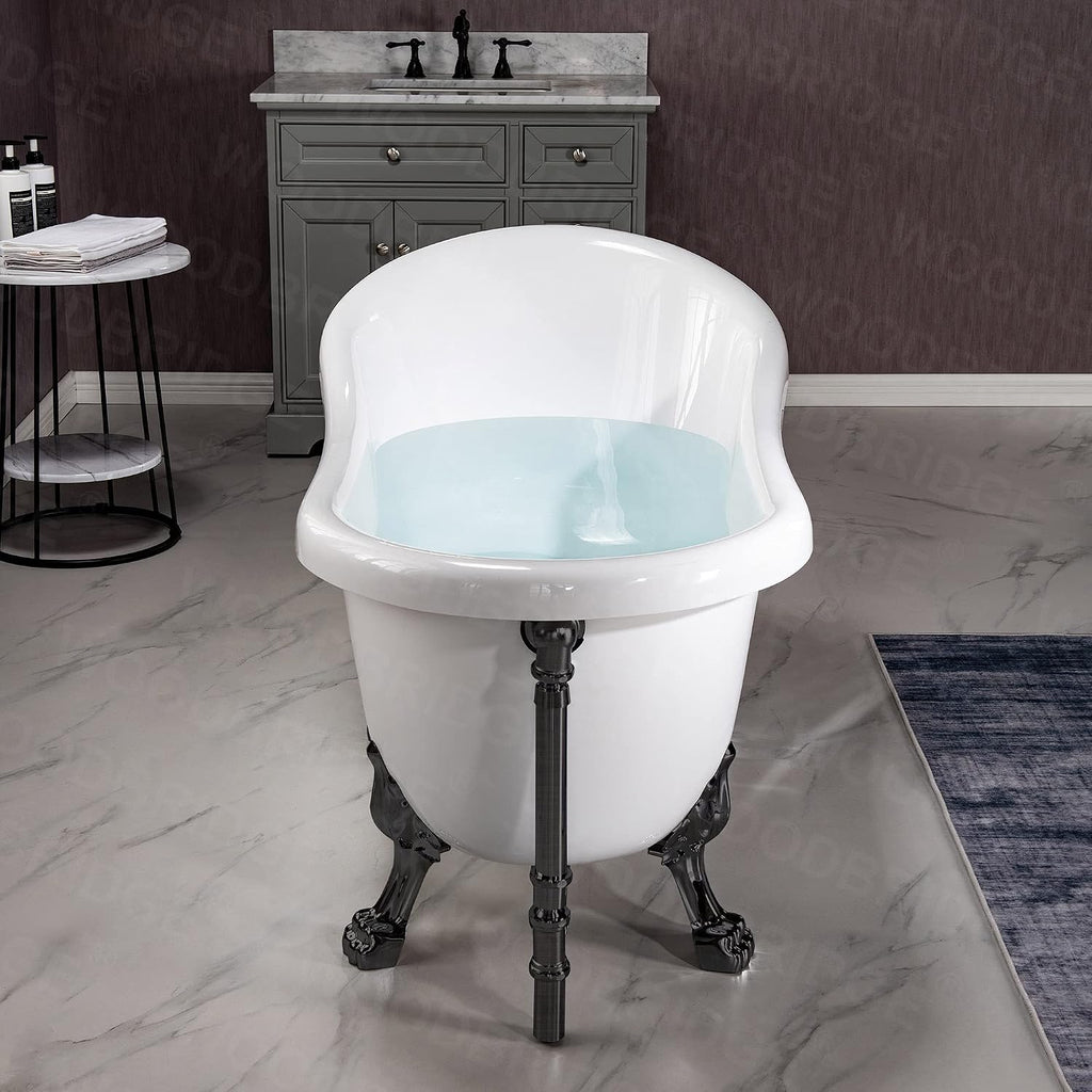 WOODBRIDGE 59' Heavy Duty Acrylic Slipper Clawfoot Bath Tub with ORB Feet + ORB Drain &Overflow