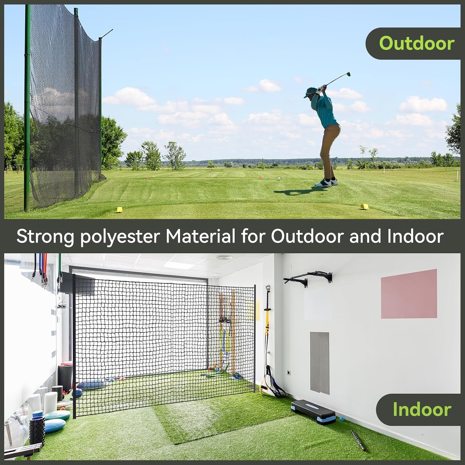 Golf Nets Practice，Sports Nets for Backyard Driving Real Golf Balls10ft to 60ft, Ball Stop Netting for Garage Swing Training, Indoor Outdoor Nylon Heavy Duty Soccer, Basketball, Pickleball Accessories