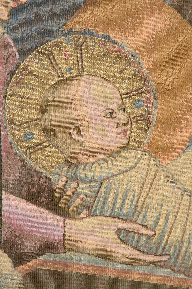 Charlotte Home Furnishings Inc. Nativity Giotto Left Panel Italian Tapestry Wall Hanging 17X12 Inch Viscose Cotton & Polyester Blend Wall Art Perfect for Home Decor & Wall Decor By Giotto di Bondone