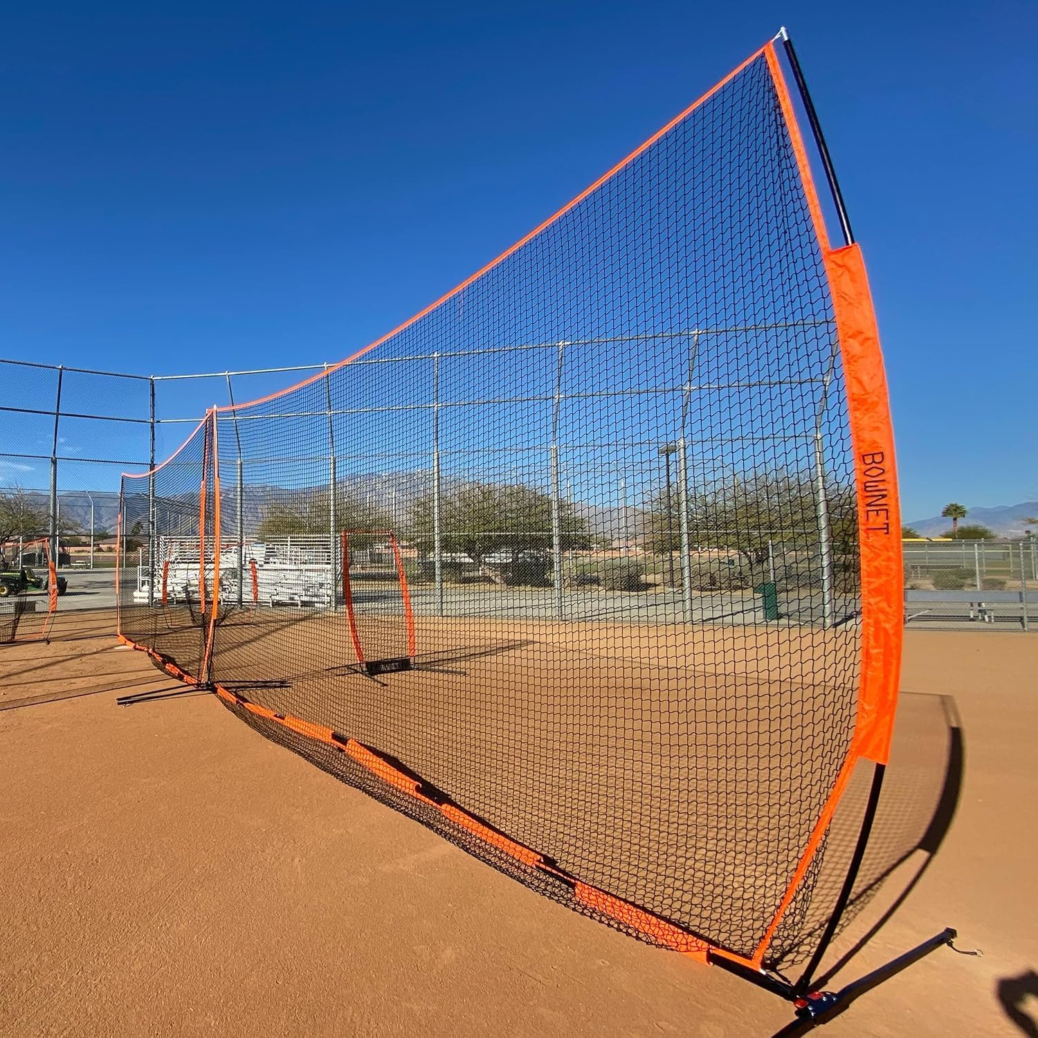 Bownet Big Barrier 21.6' x 11.6' Multi-Sport Backstop & Field Divider Net – Portable Safety Barrier for Soccer, Baseball, Softball & Lacrosse, Steel Frame, Fast Setup