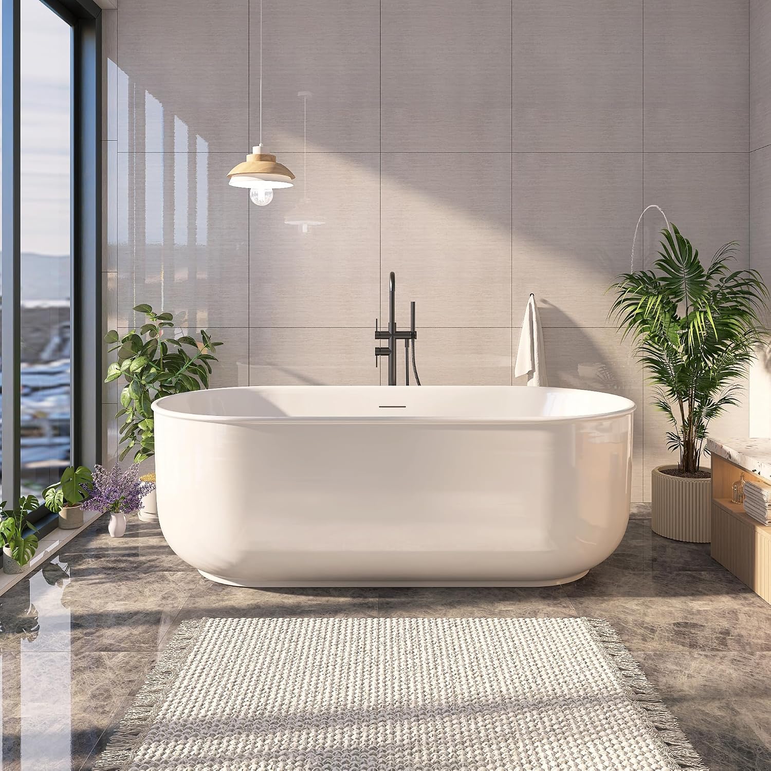 67' Acrylic Free Standing Tub, Stand Alone Tub, Freestanding Bathtub, Soaking Bathtub, cUPC Certified, CY(Glossy White)