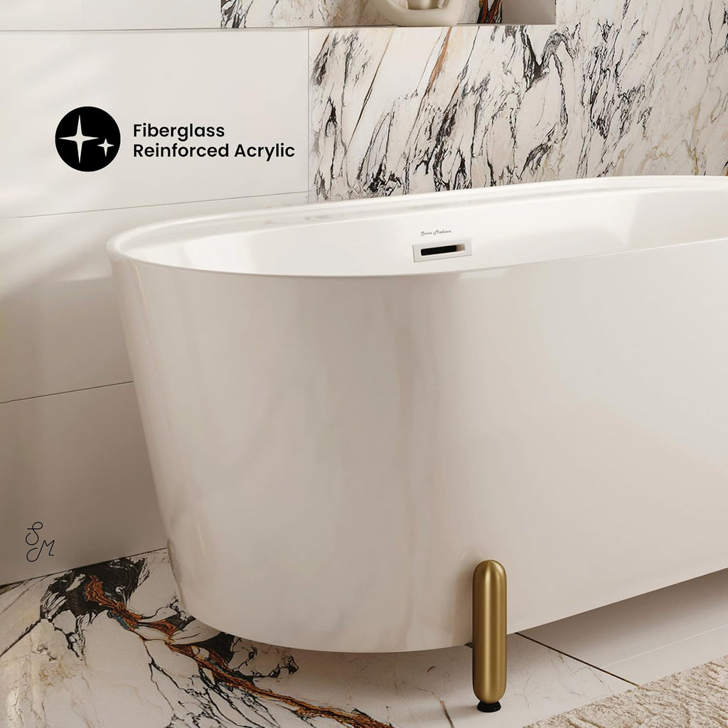 Monaco 59' Freestanding Bathtub with Brushed Gold Stand