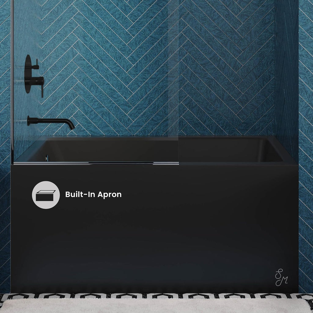 Voltaire 48' x 32' Left-Hand Drain Alcove Bathtub with Apron in Matte Black