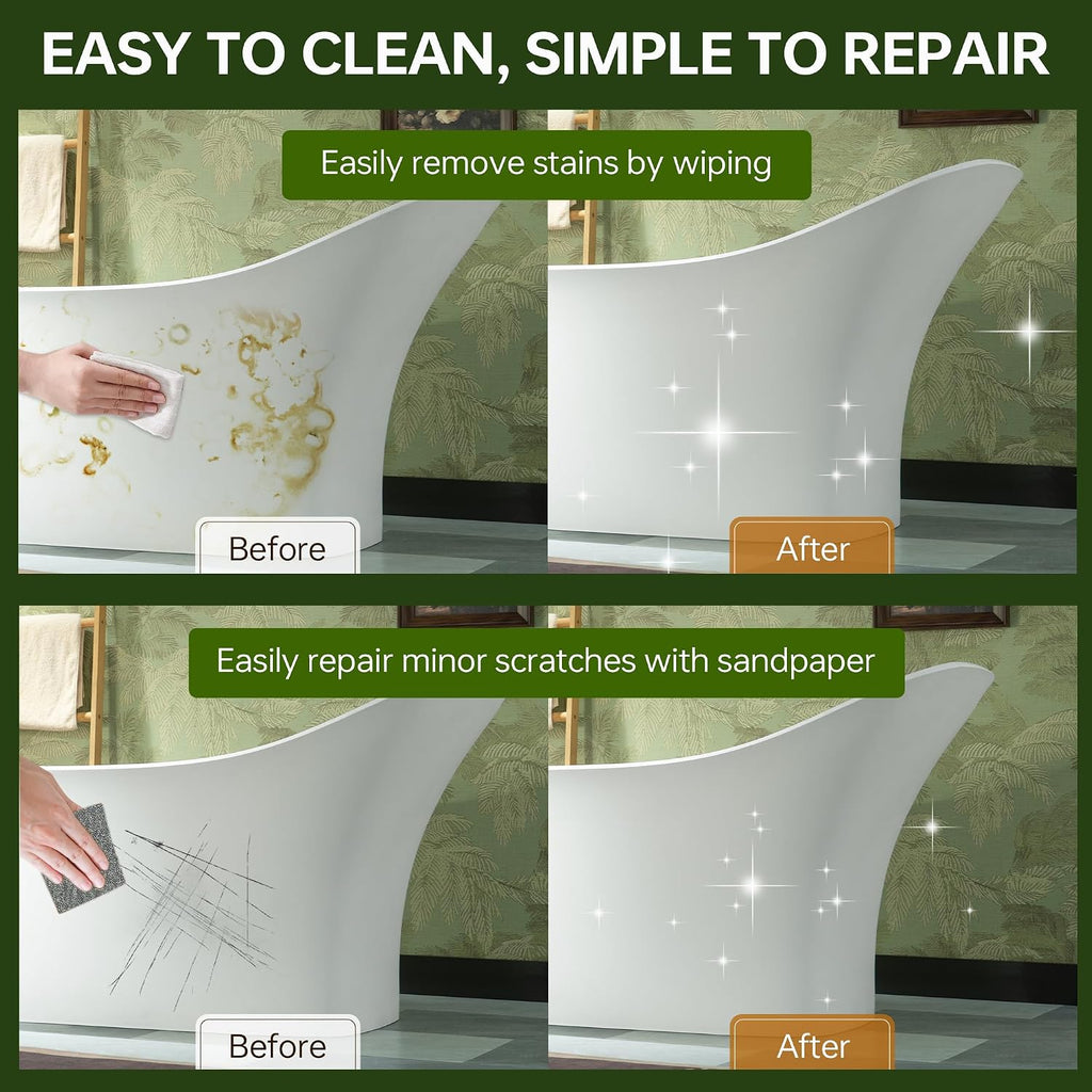 WOODBRIDGE 71' L x 31-1/2' W Luxury Contemporary Solid Surface Stone Resin Freestanding Bathtub in Matte White