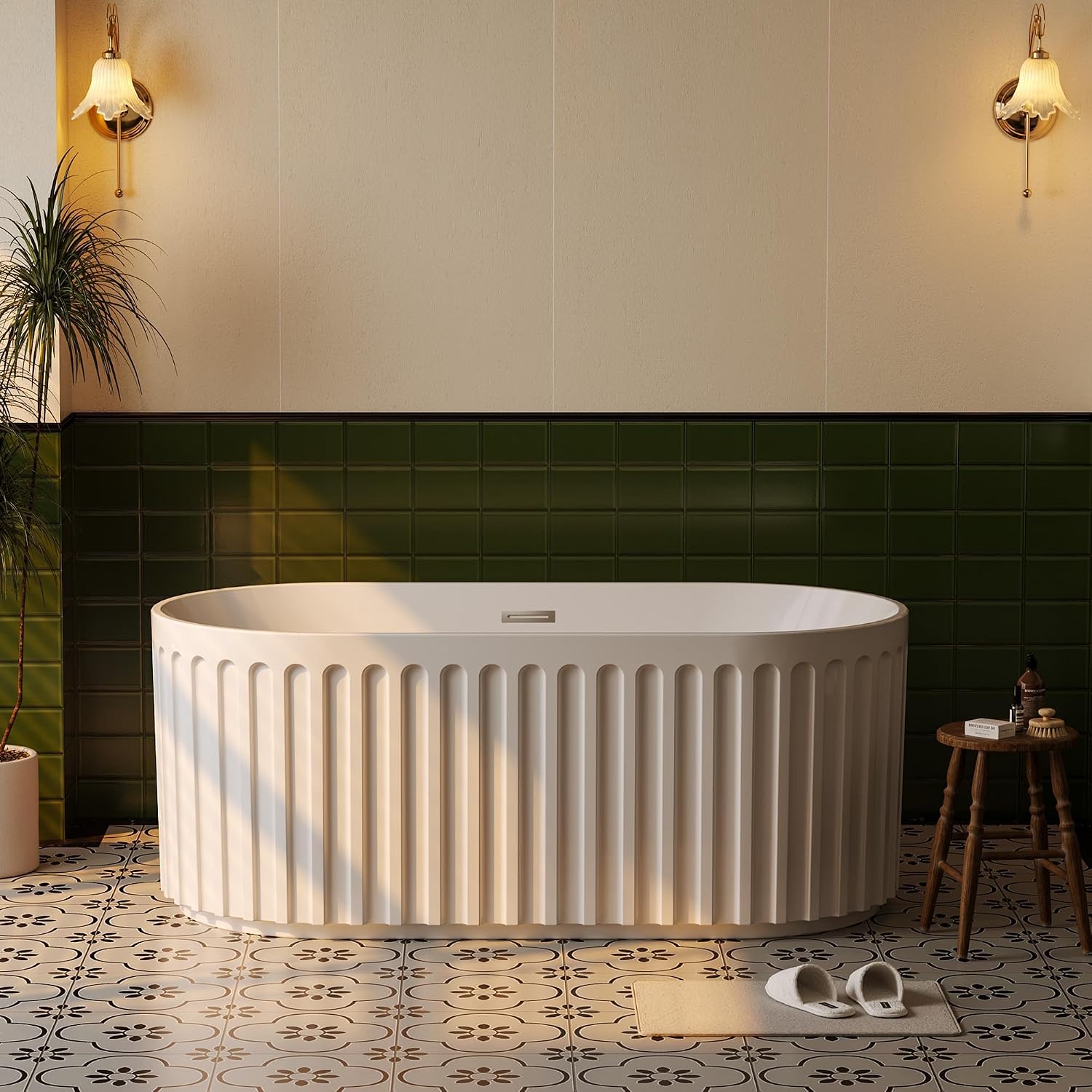 67'Acrylic Freestanding Bathtub, Modern Soaking Tub with Matte Drain and Overflow, Ergonomic Deep Design, Double-Walled Insulation, CUPC Certified, Easy Clean, Slip-Resistant