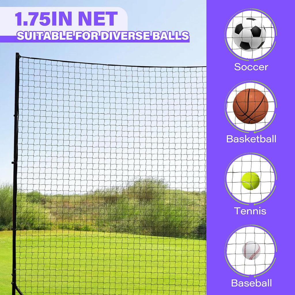 Backstop Net System for Backyard – Heavy Duty Sports Barrier Net with Steel Posts, Movable/Socketed Ball Stop Net for Soccer, Baseball, Training