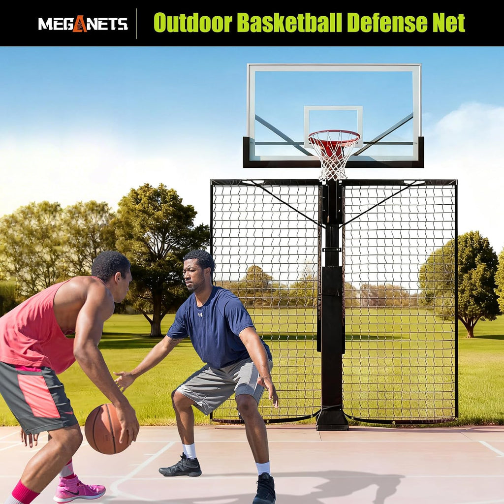 Heavy Duty Basketball Return Net 12FT X 10FT, UV-Resistant Yard Guard Backstop Nets Basketball Return & Defensive Net System, Ball Net Catcher for Square Poles (Fit for 8''x12'' Poles)
