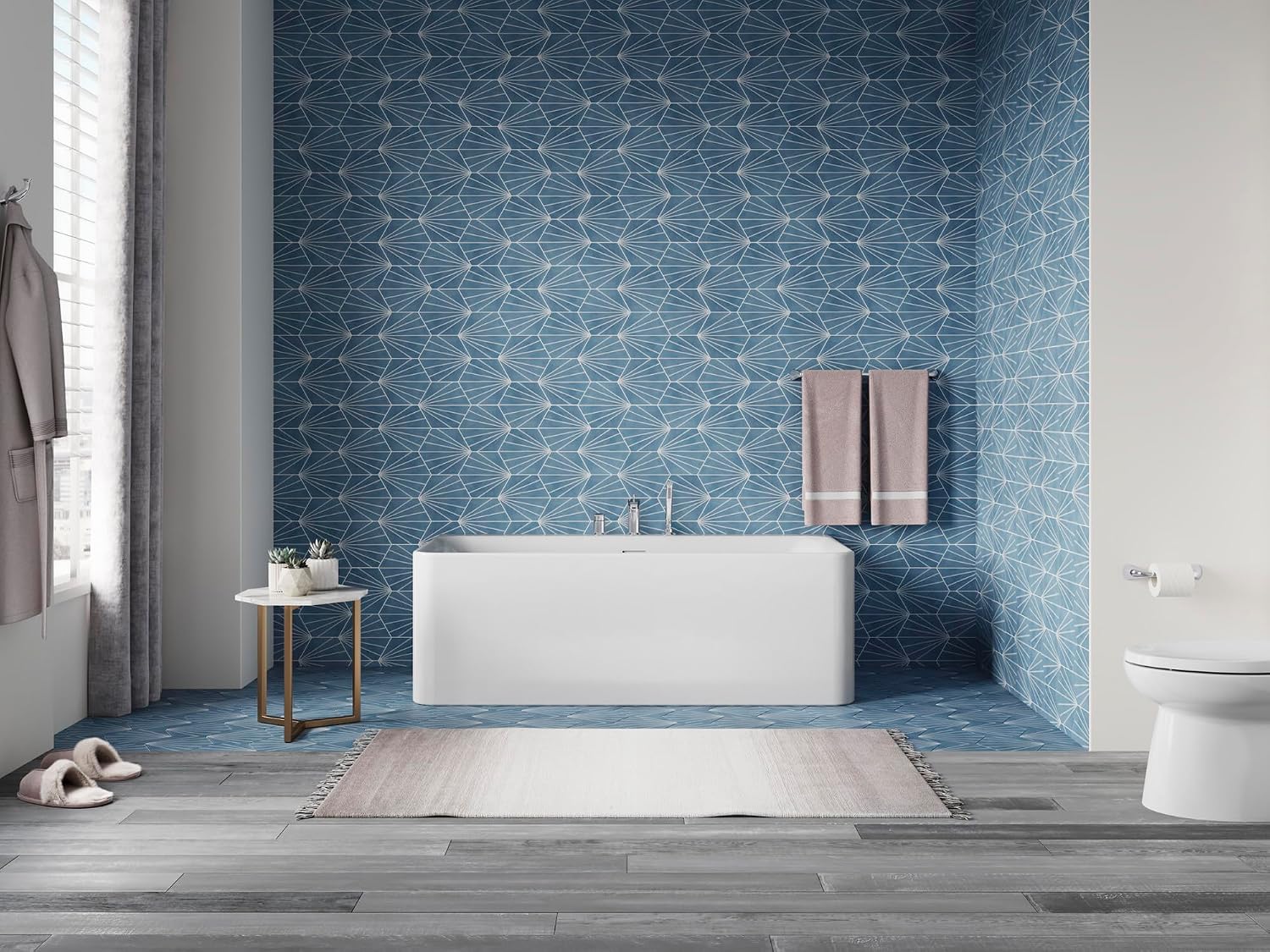 KOHLER Unwind 67-in X 32-in Seamless Back-to-wall Freestanding Bath