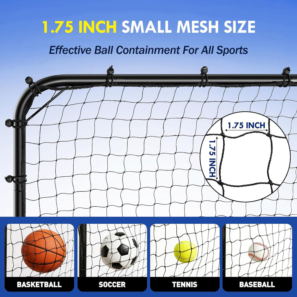 Backstop Net System for Backyard – Heavy Duty Sports Barrier Net with Steel Posts, Movable/Socketed Ball Stop Net for Soccer, Baseball, Training