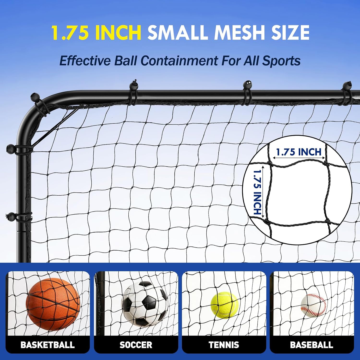 Backstop Net System for Backyard – Heavy Duty Sports Barrier Net with Steel Posts, Movable/Socketed Ball Stop Net for Soccer, Baseball, Training