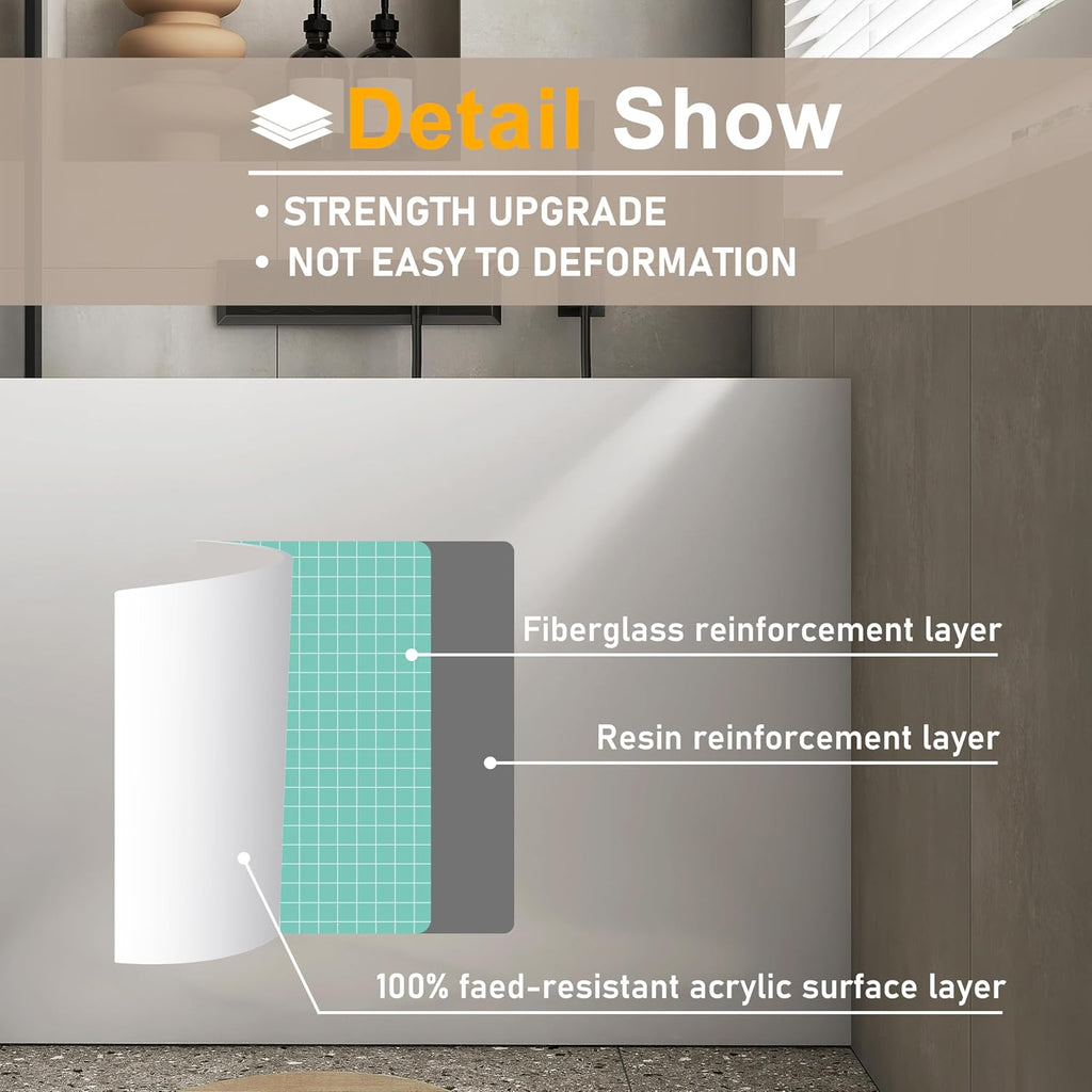 35' Acrylic Freestanding Bathtubs, Stand Alone Tub, Japanese Soaking Tub for Bathroom, Integrated Overflow and Drain, cUPC Certified, Gloss White
