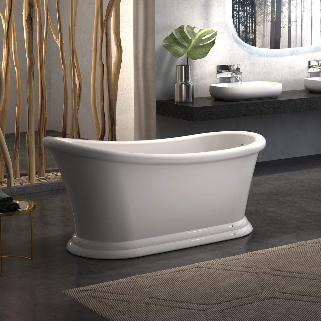 HEATGENE 67' Acrylic Freestanding Bathtub Contemporary Soaking Tub Easy to Install UPC Certified Drain & Overflow Assembly Included
