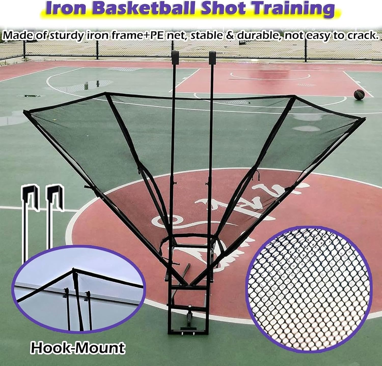 Basketball Hoop Returner Shot Return Apparatus Youth/Adults/Kids Catcher Net Rebounder Metal for Home School Gym Hang Portable Train