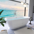 59' Free Standing Tub, Pure Acrylic Freestanding Bathtub, Stylish Stand Alone Contemporary Deep Soaking Bath Tub, cUPC Certified SY6250 (Glossy White)