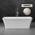 WOODBRIDGE 67' Acrylic Freestanding Bathtub Contemporary Soaking Tub, White Acrylic (Brushed Nickel Drain/Overflow),B-0004 -B/N-Drain &O