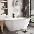 59' Acrylic Freestanding Bathtub, Contemporary Soaking Tub, cUPC Certified Stand Alone Slipper Soaking Tub, Integrated Overflow and Drain, White