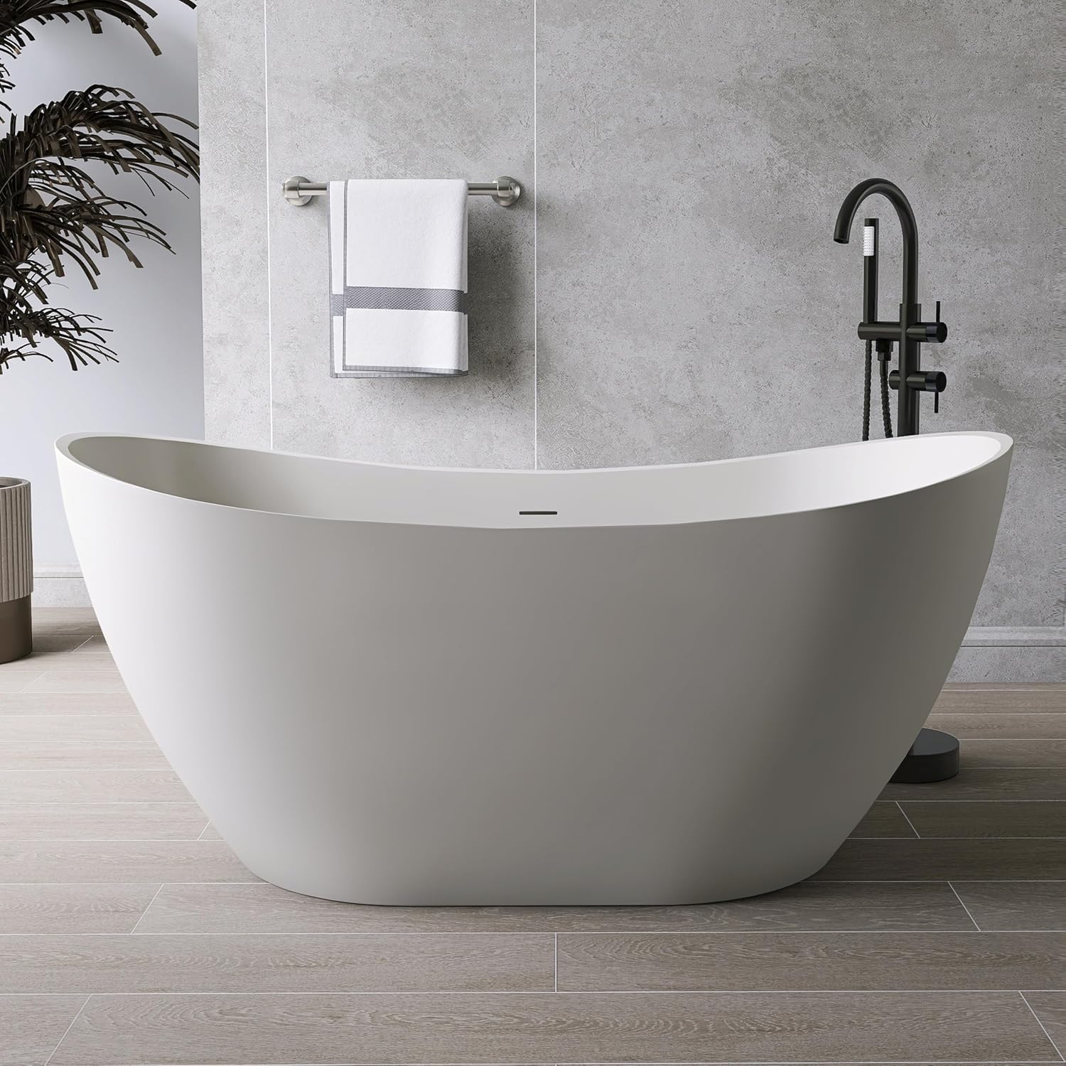 60' Acrylic Freestanding Bathtub, cUPC Certified Free Standing Tub, Soaking Tubs for Bathroom, Stand Alone Tub with Integrated Overflow and Drain
