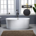 WOODBRIDGE 59' Air Bubble Acrylic Freestanding Bathtub Contemporary Soaking Tub, White Acrylic wirh Oil Rubbed Bronze Drain and Overflow,B0102-ORB