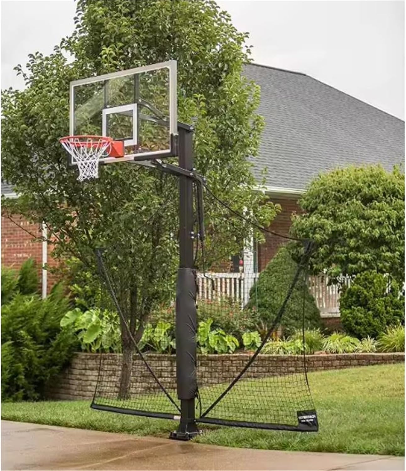 Basketball Yard Guard Defensive Net System Rebounder with Foldable Net Basketball Rebounder Net for Baseball, Softball, Lacrosse, Soccer, Basketba