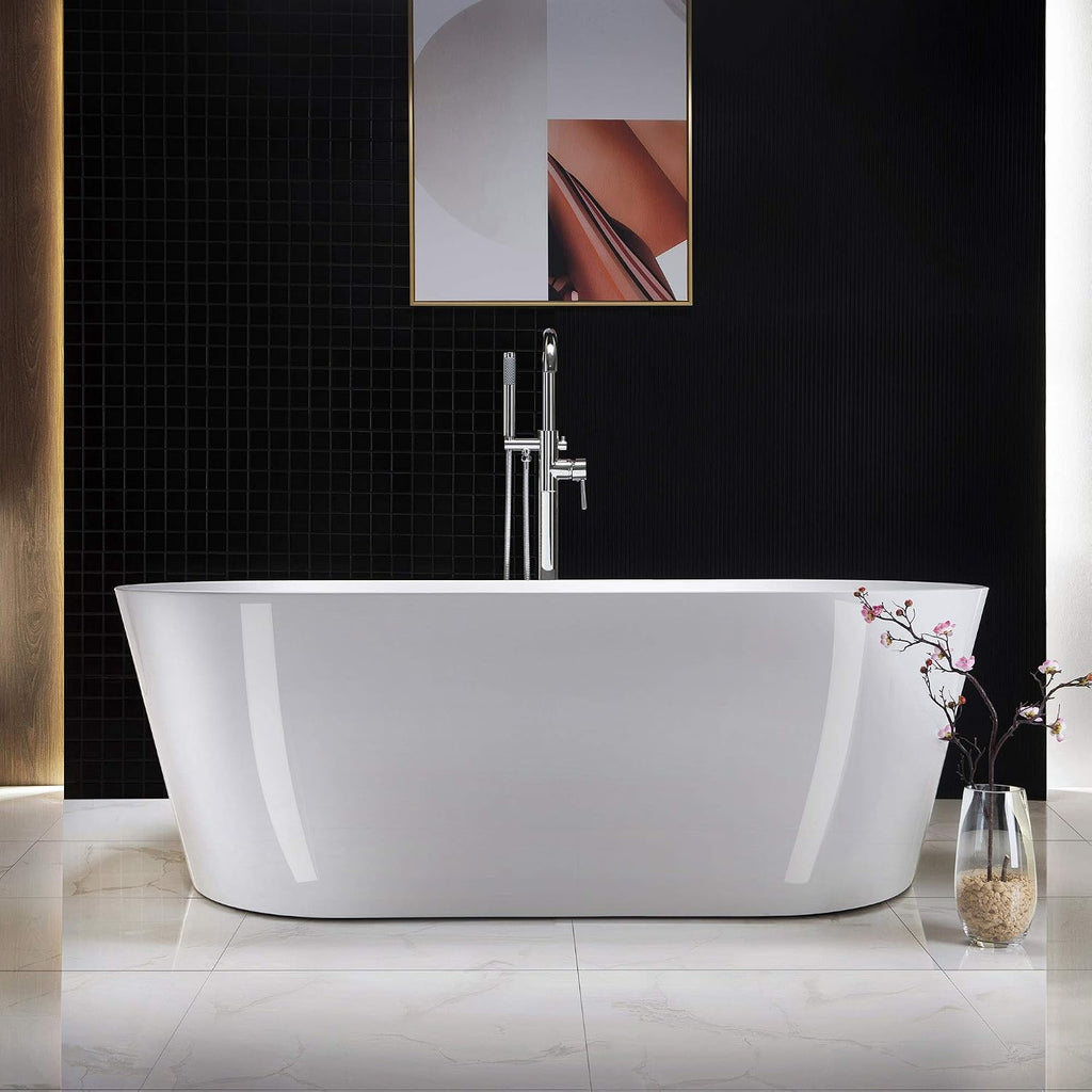 Woodbridge F0002 CH Freestanding Tub Filler Bathtub Chrome Floor Mount Brass Bathroom Faucets with Hand Shower