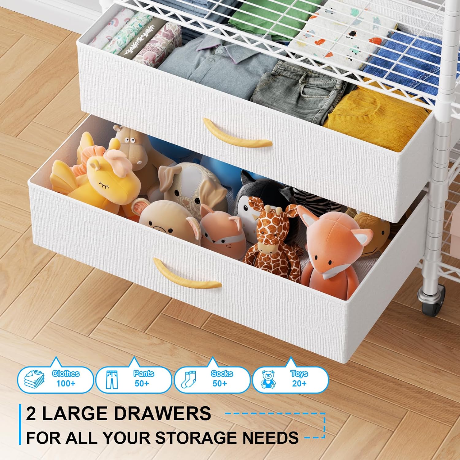 Ulif F3R Heavy Duty Clothes Rack（With Lockable Wheels）Freestanding Clothing Racks for Hanging Clothes，Adjustable Closet Organizer System，Portable Garment Rack 40'W x 15'D x 74'H，Max Load 700LBS，White