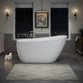 60' Acrylic Freestanding Bathtub, Deep Soaking Bathtub with Pop up Drain Integrated Overflow, Stand Alone Bath Tub for Bathroom Spa or Home Upgrade, Glossy White TH 26A04 60