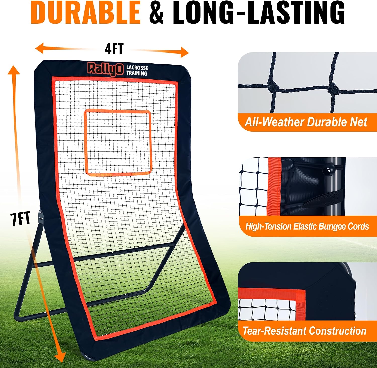 Lacrosse Rebounder for Backyard Heavy-Duty Volleyball Rebounder Net with Color Box, Adjustable 5 Rebound Angles for Lacrosse, Volleyball, Baseball, Soccer Practice