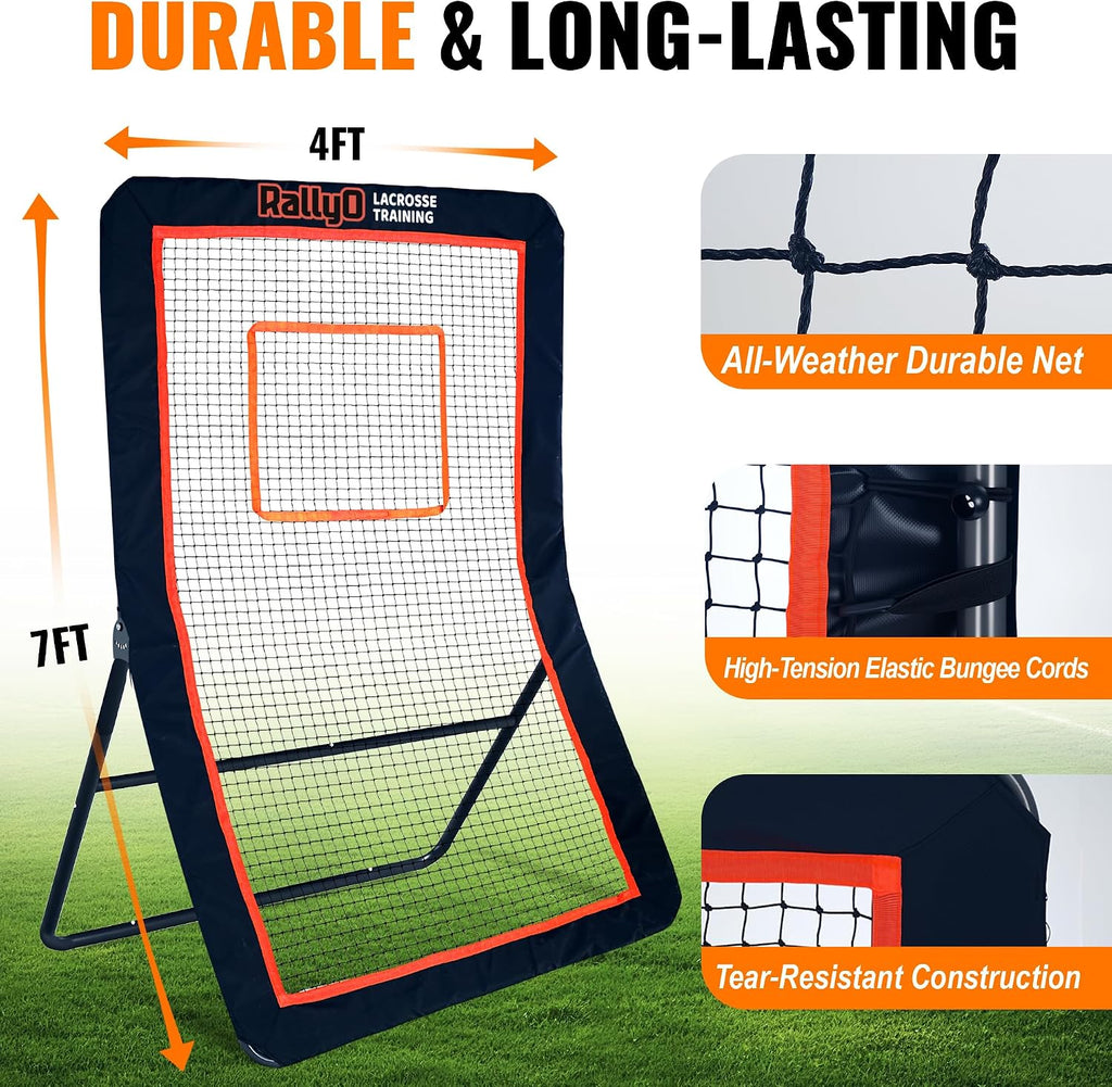 Lacrosse Rebounder for Backyard Heavy-Duty Volleyball Rebounder Net with Color Box, Adjustable 5 Rebound Angles for Lacrosse, Volleyball, Baseball, Soccer Practice