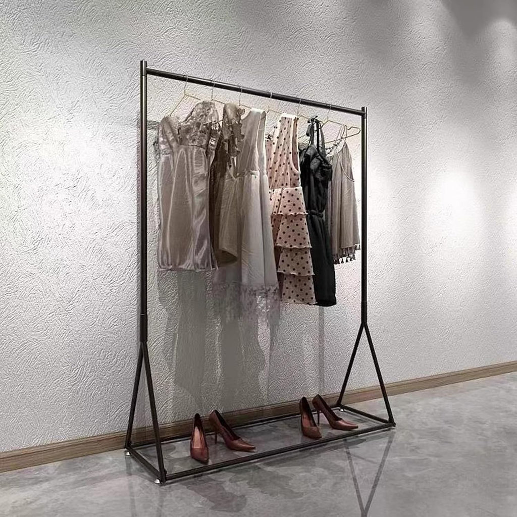 Heavy duty Garment rack Commercial Metal Clothes Rail Heavy Duty Clothing Hanging Display Rack Freestanding Clothes Stand For Bedrooms And Boutiques Easy To Assemble Single Rod Coat Rack ( 150X40X160