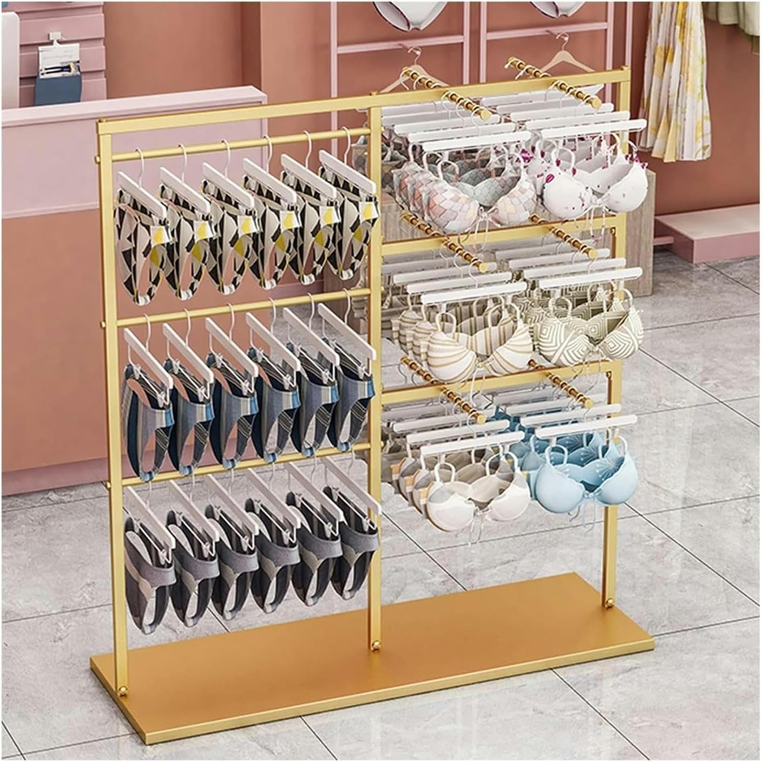 Commercial Coat Rack Stand, Underwear Display Stands, Freestanding Clothing Store Boutiques Retail Lingerie Garment Rack, for Socks Bra Panties Scarves Storage