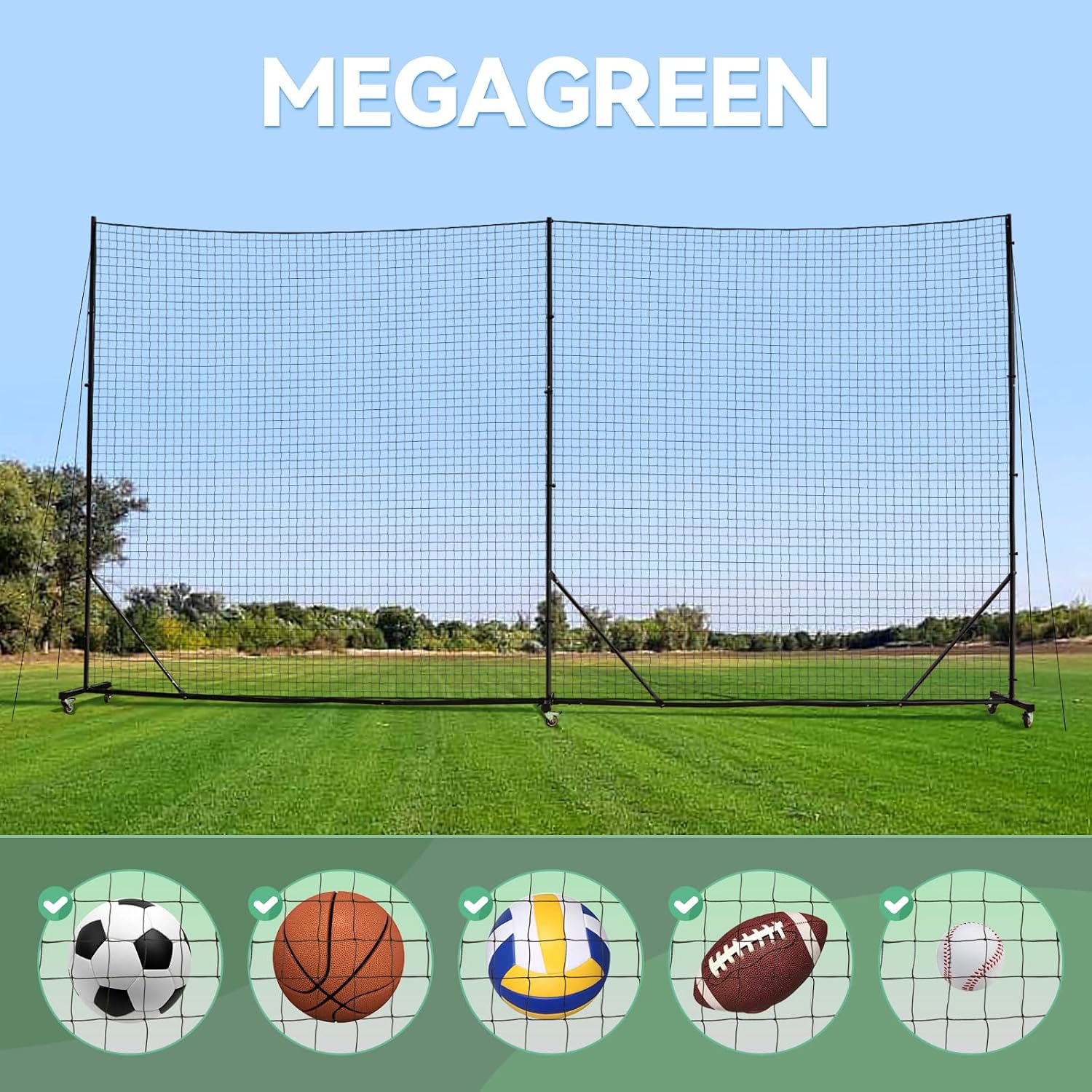 Ball Stop System - Soccer Backstop Net, Heavy Duty, High Impact, Practice Barrier