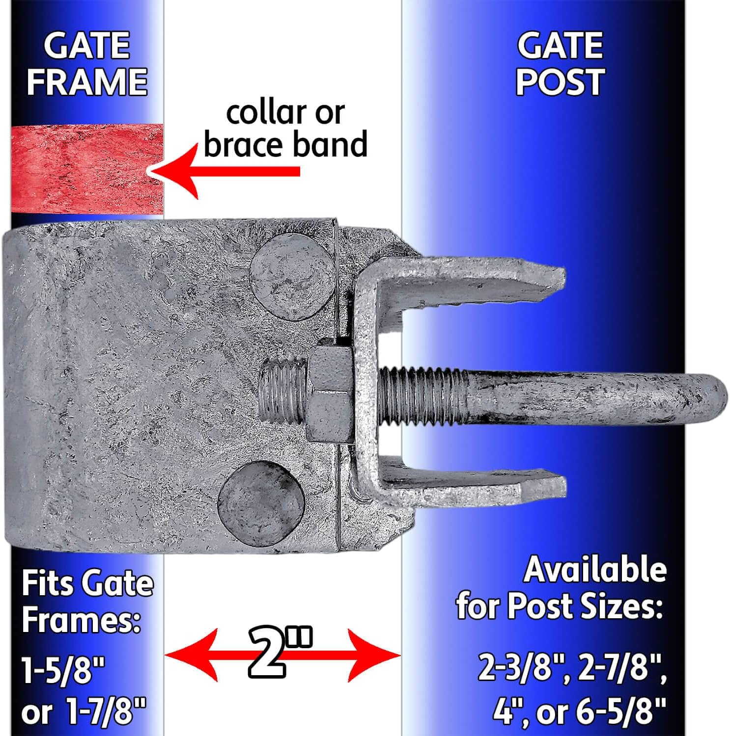 Chain Link Fence Bull Dog Commercial Duty Gate Hinge-for 2-3/8' Outside Diameter Gate Post/Pipe & 1-5/8' Thru 1-7/8' CASE Qty 10