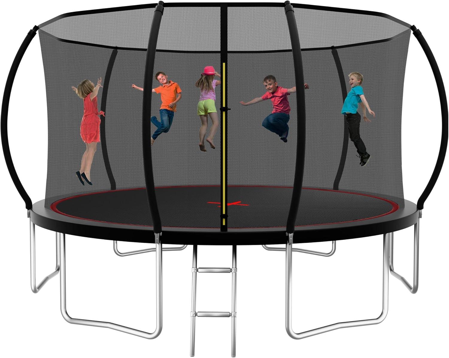 1500LBS 16FT 15FT 14FT 12 FT 10FT 8FT Tranpoline for Kids and Adults with Sprinkler, Lights with Music Speaker, Socks, Water Ball, Heavy Duty Outdoor Tranpoline with Net Enclosure and Ladder