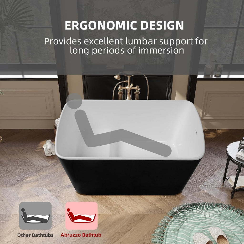 Abruzzo 49'Acrylic Free Standing Tub,Janpanese Soaking Tub with Seat Desgin,Modern Soaking Bathtub with cUPC Certified(Glossy Black)