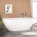 Zevemomo 55' Acrylic Freestanding Bathtub, Freestanding Tub with Brushed Nickel Drain & Integrated Slotted Overflow, Ergonomic Soaking Tub, Glossy White, cUPC Certified