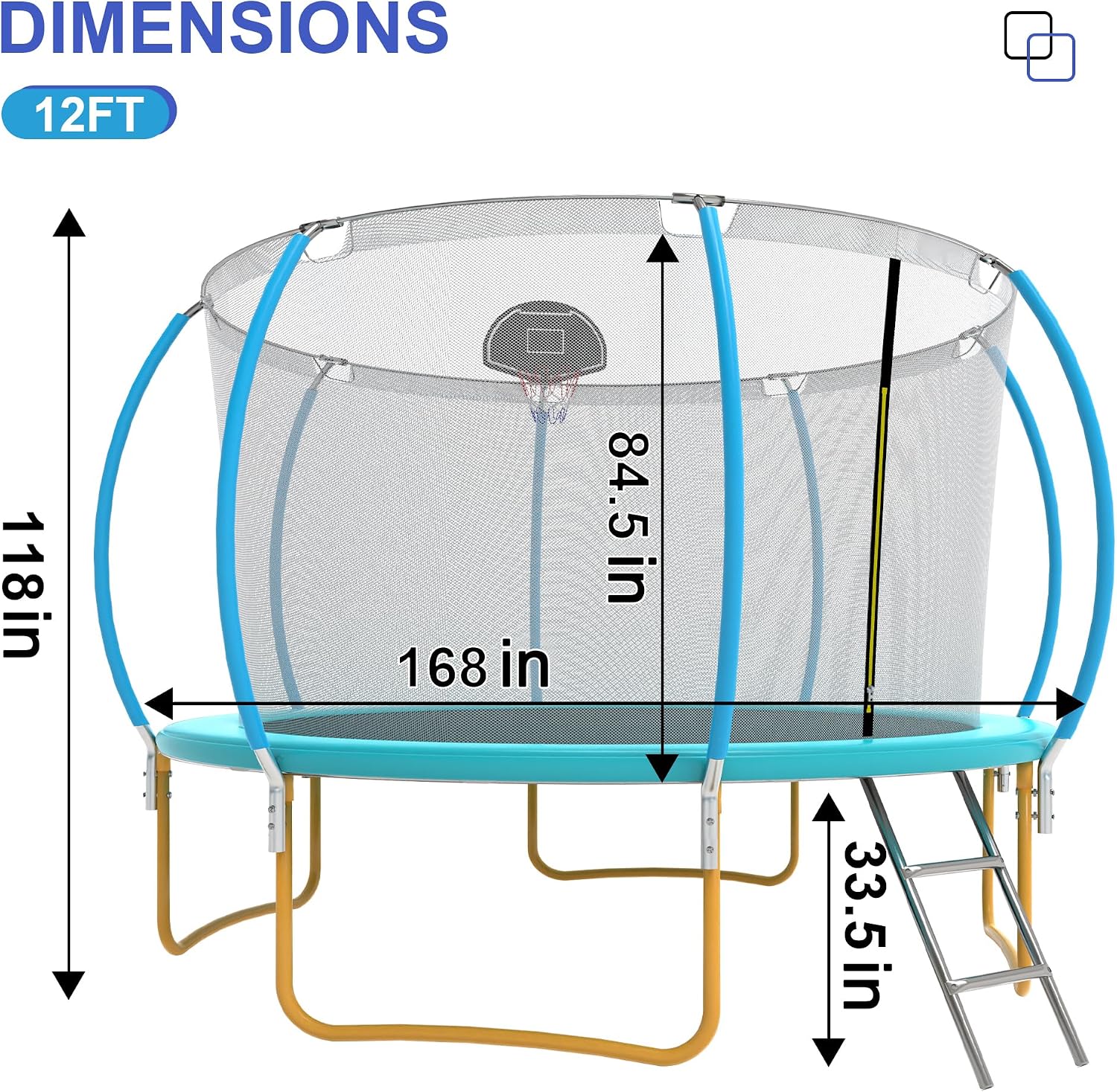 Tranpoline 10FT 12FT 14FT 16FT Tranpoline for Kids with Safety Enclosure Net Recreational Tranpoline for Adults ASTM Approval Backyard Outdoor Tranpoline with Basketball Hoop