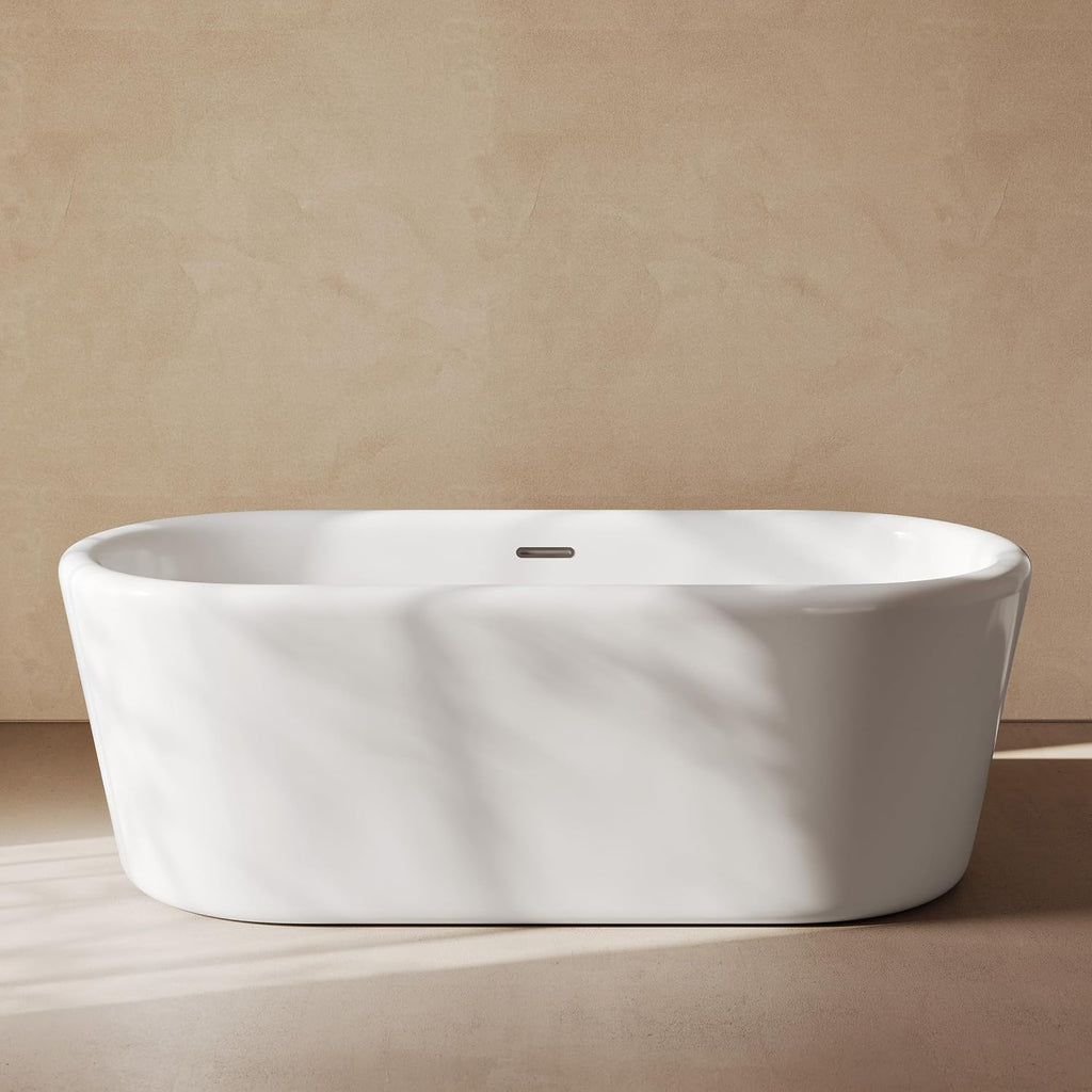 Swiss Madison Nanterre 68' Soaking Freestanding Bathtub in Glossy White, Drain Included
