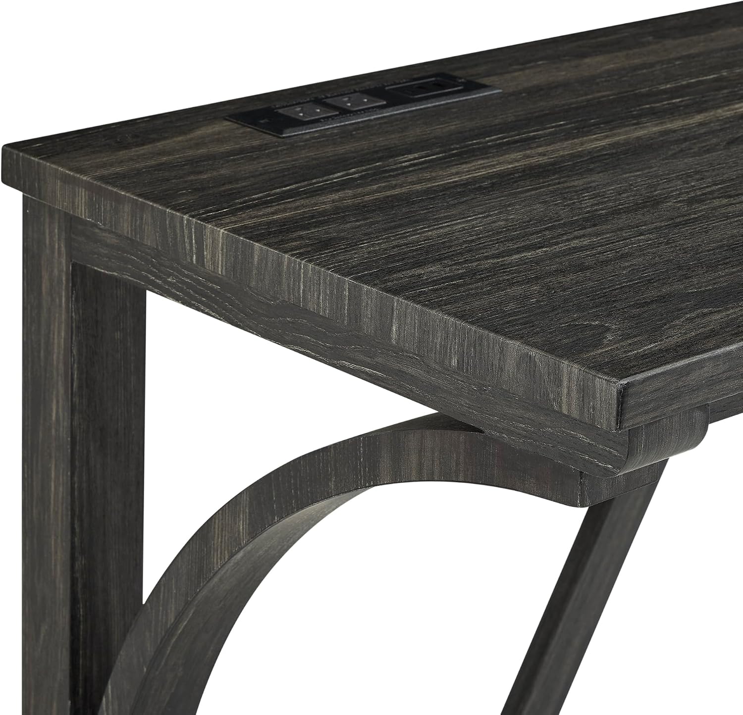Polibi Farmhouse Counter Height Dining Set - Bar Table and Chairs, Wood Dining Table with Power Outlet and 3 Upholstered Stools for Breakfast Nook, Living Room, Black