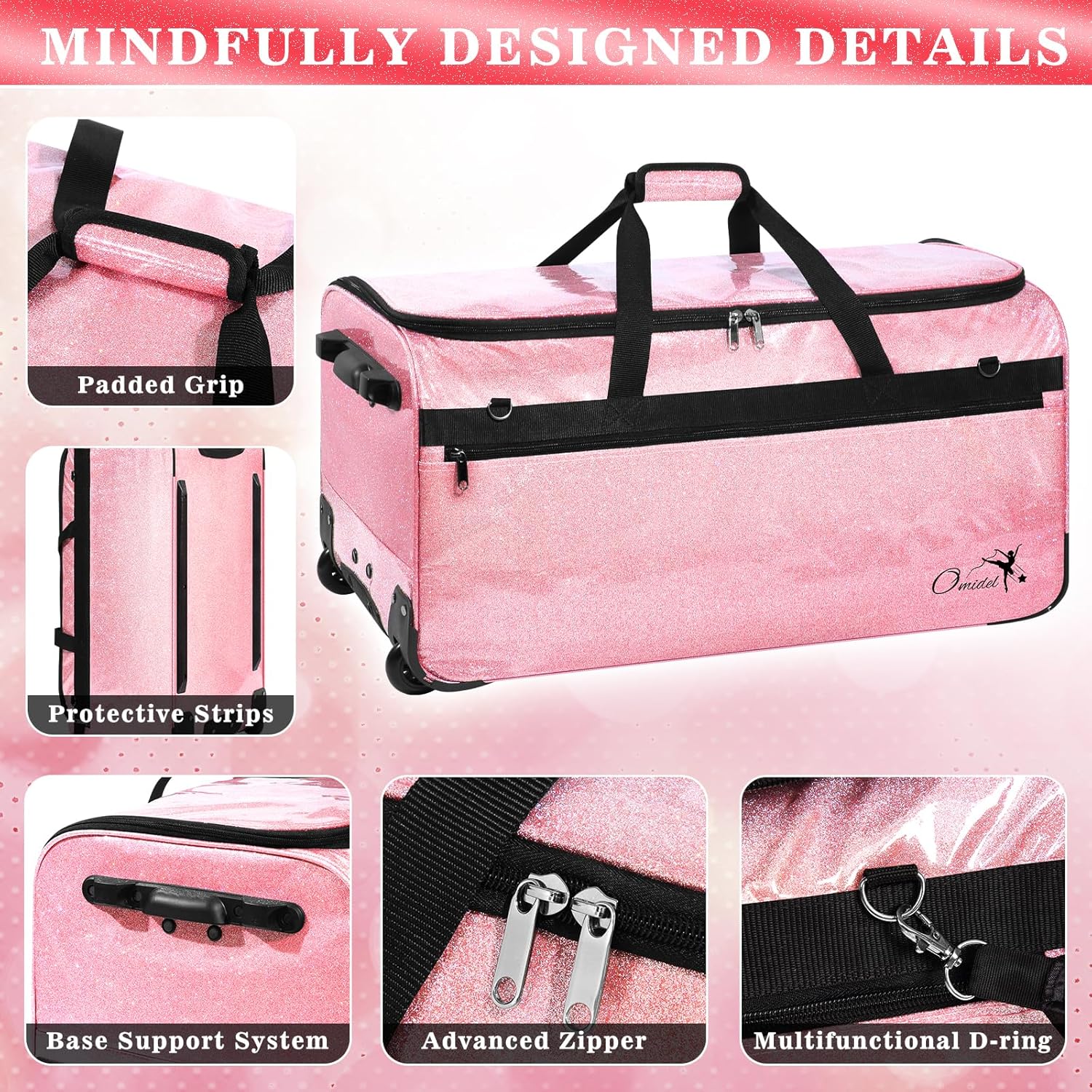 Dance Bag with Garment Rack and Curtain, 28' Rolling Dance Competition Duffle Bag with Garment Rack | Mobile Changing Station Dance Suitcase for Dancer Athlete Livestreamer Cheerleader Cosplayer