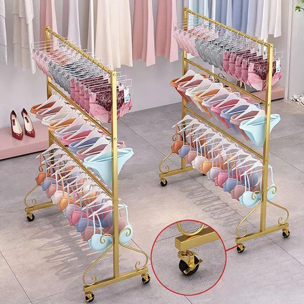 Retail Store Underwear Display Rack with Wheels, Bras Panty Shorts Storage Stand Silk Shawl Garment Rack,commercial Scarves Storage Towel Garment Hanger, for Bedroom/boutique