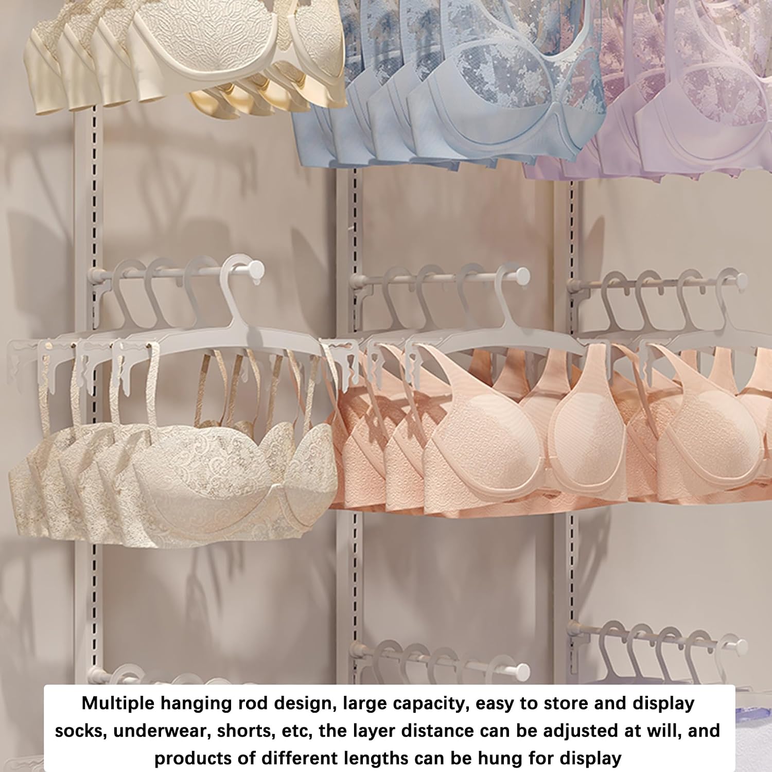 Underwear Rack Clothing Store Display Stand, Commercial Retail Garment Bra Shorts Swimwear Sock Shorts Slippers Storage Hanger, Markets Shopping Malls Shelves(Black 65x40x135CM)