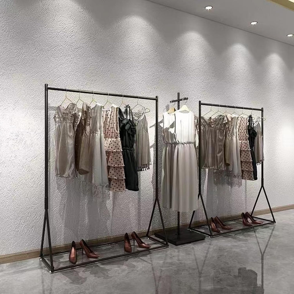 Heavy duty Garment rack Commercial Metal Clothes Rail Heavy Duty Clothing Hanging Display Rack Freestanding Clothes Stand For Bedrooms And Boutiques Easy To Assemble Single Rod Coat Rack ( 150X40X160