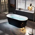WOODBRIDGE 67' Acrylic Freestanding Bathtub Contemporary Soaking Tub, Black Acrylic (Brushed Nickel Drain/Overflow),BTA1813-BN