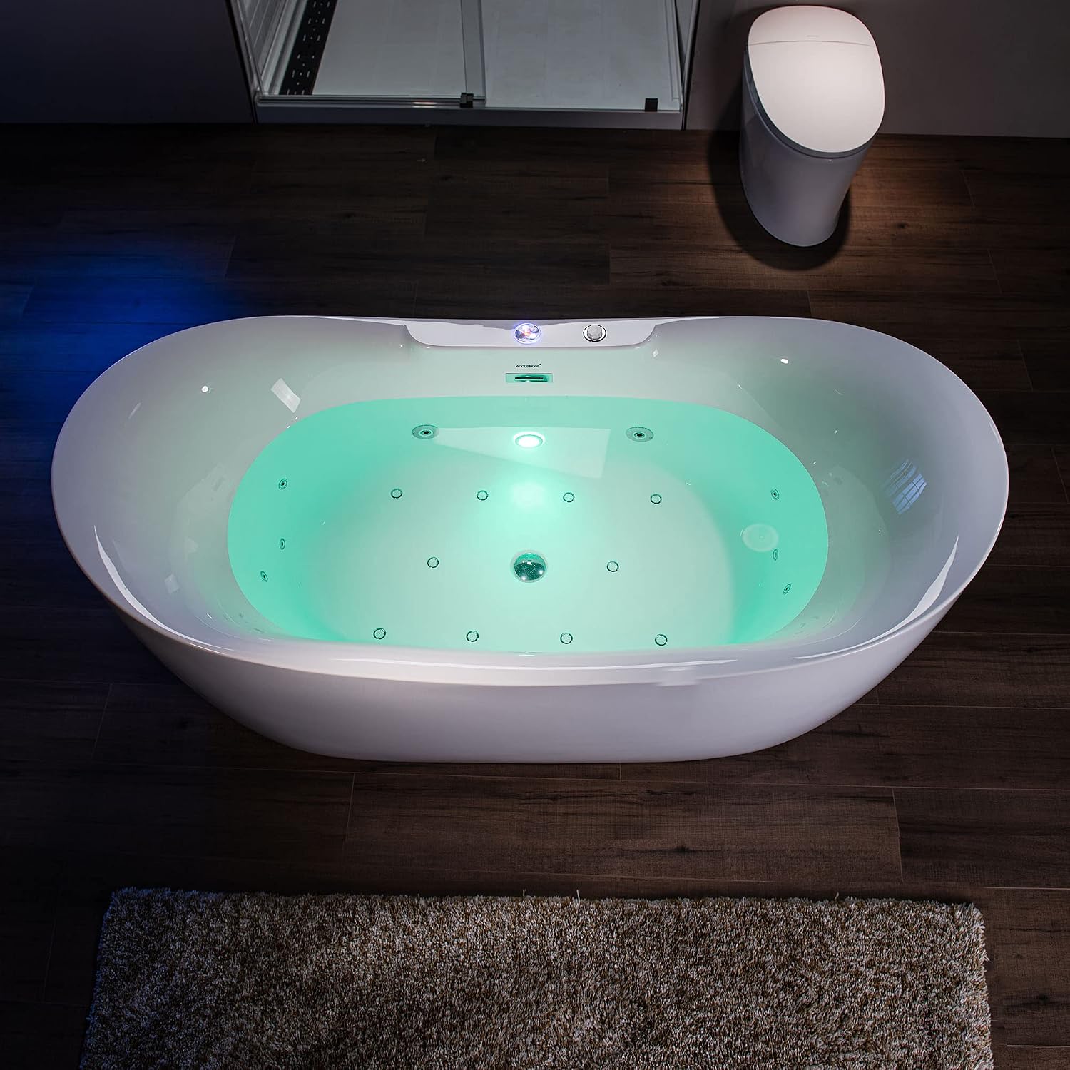 WOODBRIDGE 72' x 35-3/8' Whirlpool Water Jetted and Air Bubble Freestanding Heated Soaking Combination Bathtub with LED control panel , BJ400