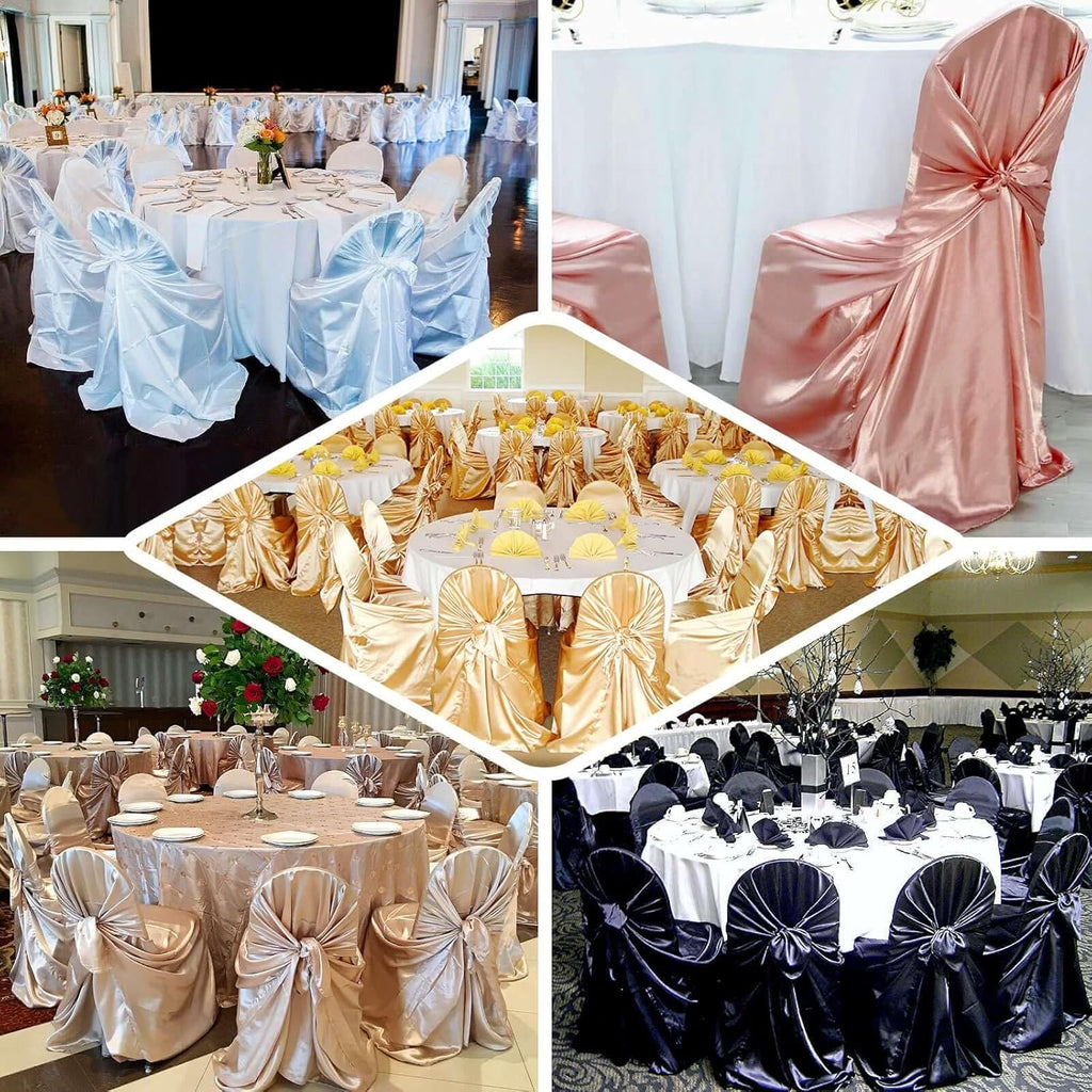 Tableclothsfactory Eucalyptus Sage Green Silky Satin Universal Chair Covers Fits All Type of Chairs Event Dinning Slipcover for Wedding Party