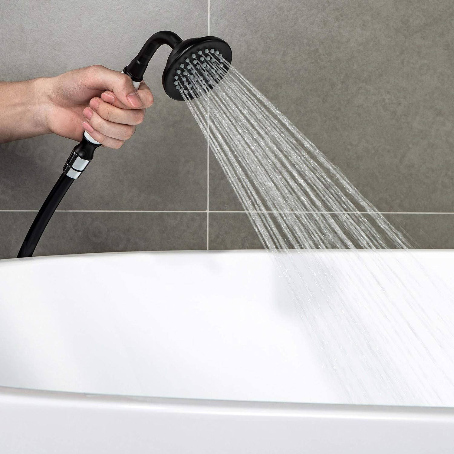 WOODBRIDGE WOODBRIDGEE Contemporary Single Handle Floor Mount Freestanding Tub Filler Faucet with Hand Shower in (Matte Black) Finish,F0006-MBVT